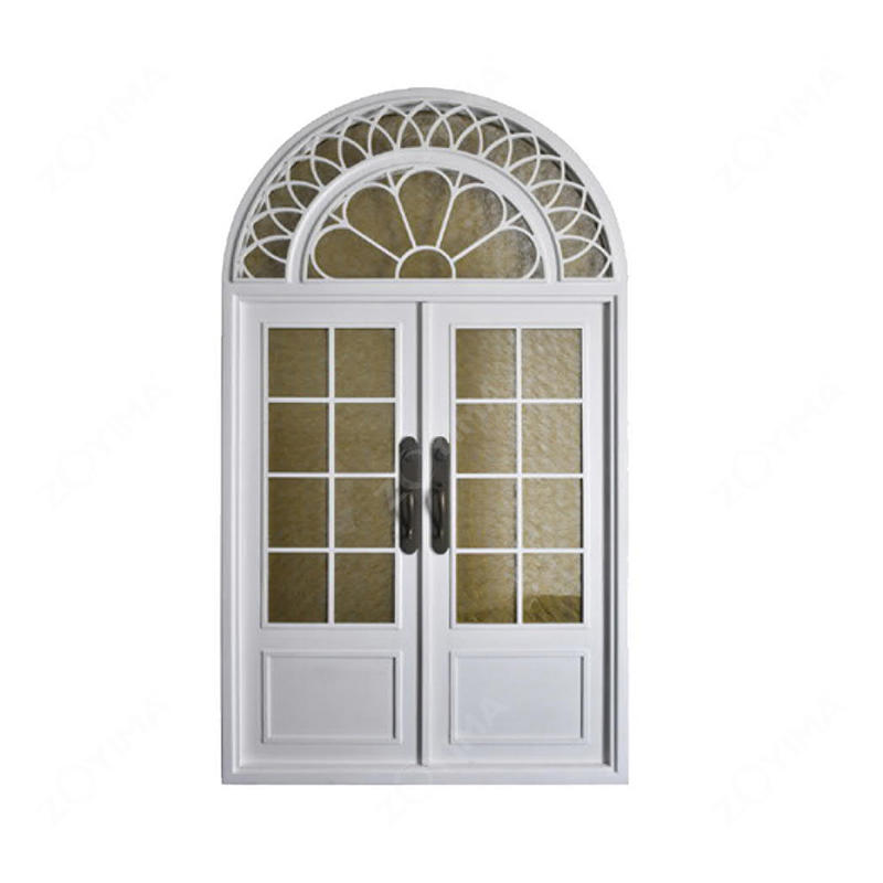 ZYM-W111 Puertas de vidrio de hierro forjado de color blanco