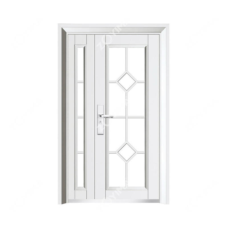 ZYM-G817 Puerta de vidrios de acero galvanizado de panel doble de metal de entrada