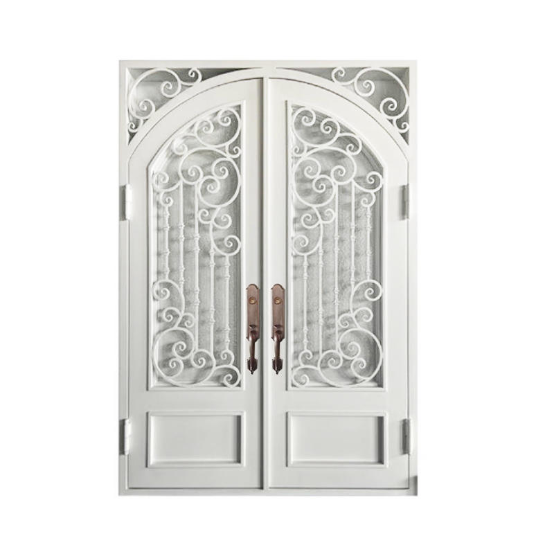 ZYM-W133 Lujosas puertas de hierro forjado de color blanco personalizadas